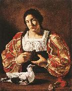 CECCO DEL CARAVAGGIO Woman with a Dove sdv china oil painting reproduction